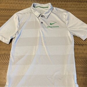 Nike Men's White and Green Polo Shirt